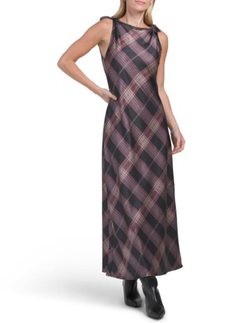 CAMILA COELHO Sleeveless Pull Over Maxi Satin Printed Dress